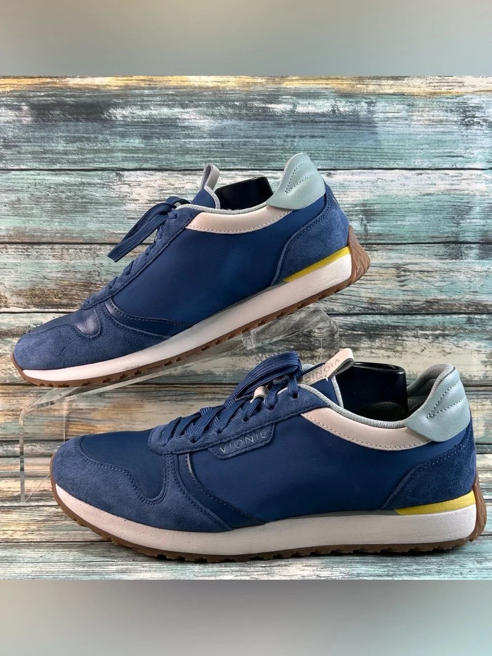 VIONIC Monarch Sneakers 9M Casual Retro Athletic Shoes Wedge Lace Up Blue Suede